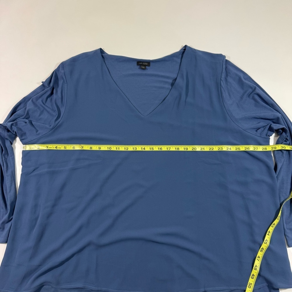 J Jill Wearever Collection Long Sleeve Jersey Chiffon Layered Top Blue - Picture 6 of 6